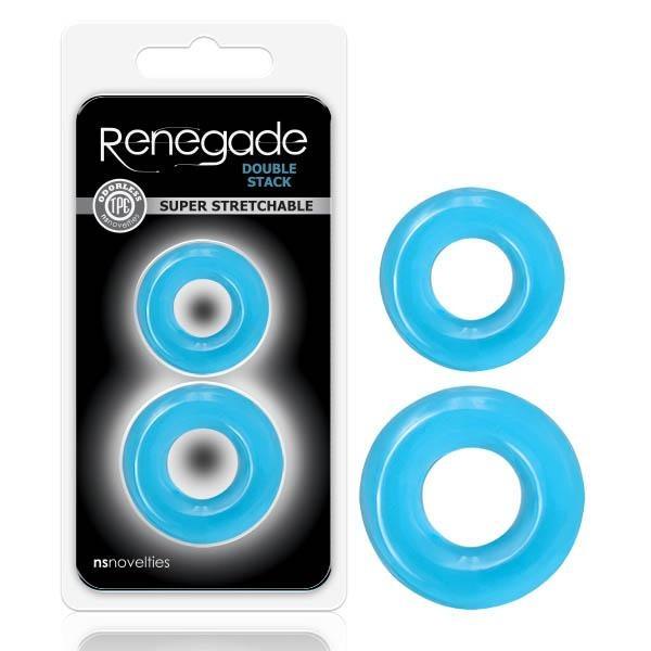 Renegade - Double Stack - Blue Cock Rings - Set of 2