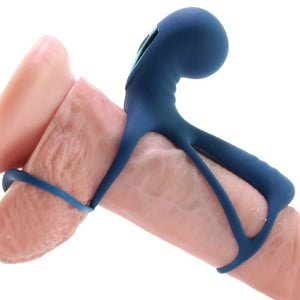 Renegade Gladiator Vibrating Penis Harness with Remote - Blue