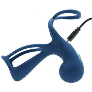 Renegade Gladiator Vibrating Penis Harness with Remote - Blue