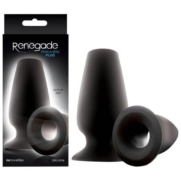 Renegade - Peek-a-boo Plug - Black 10 cm (4'') Hollow Butt Plug