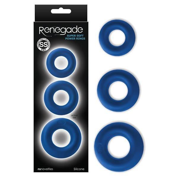 Renegade Super Soft Power Rings - Blue Cock Rings - Set of 3 Sizes