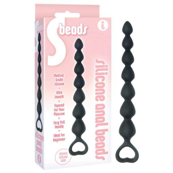 S-Beads Silicone Anal Beads - Black 17.8 cm (7'') Anal Beads