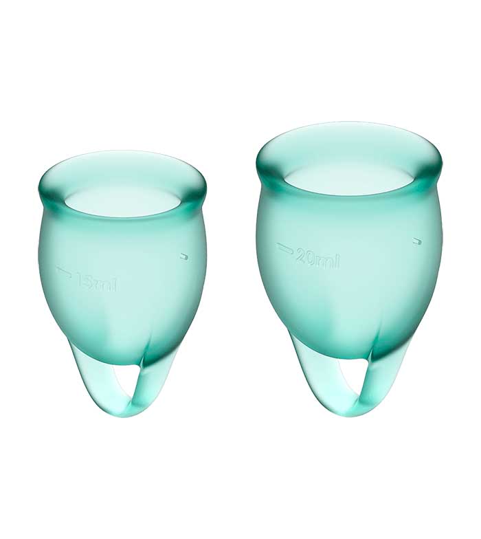 Satisfyer Feel Confident - Dark Green Silicone Menstrual Cups - Set of 2
