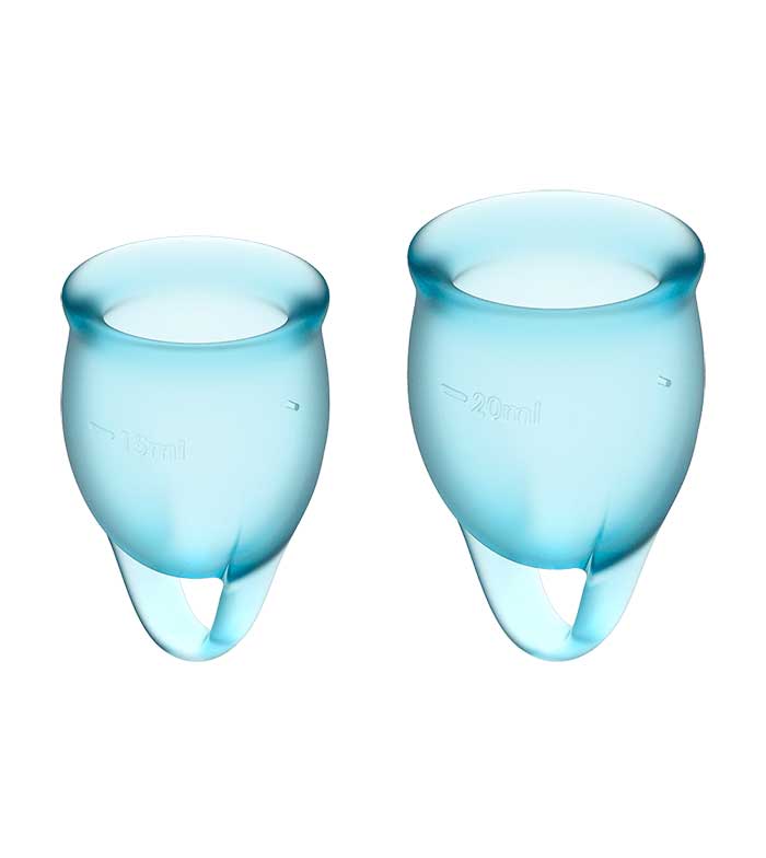 Satisfyer Feel Confident - Light Blue Silicone Menstrual Cups - Set of 2
