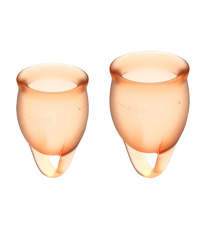 Satisfyer Feel Confident - Orange Silicone Menstrual Cups - Set of 2
