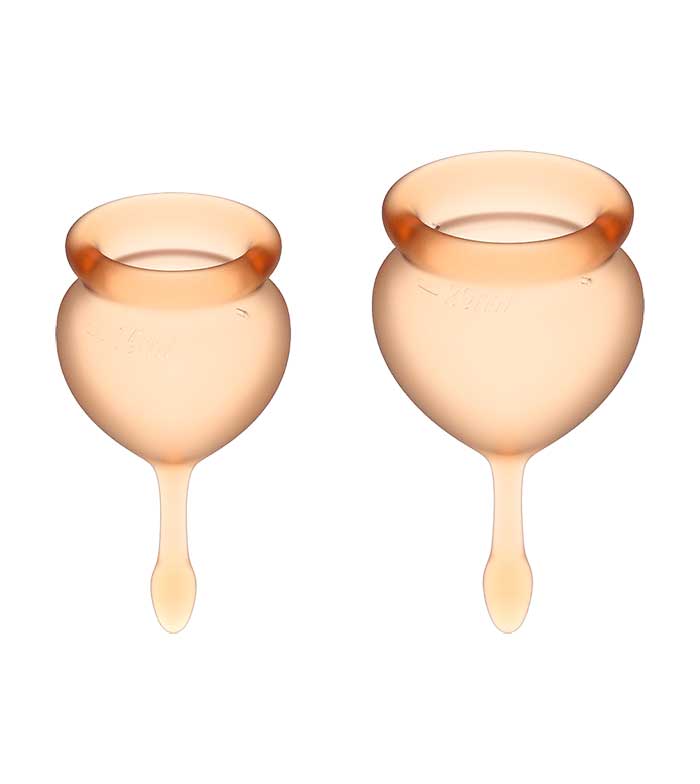 Satisfyer Feel Good - Orange Silicone Menstrual Cups - Set of 2