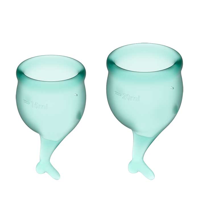 Satisfyer Feel Secure - Dark Green Silicone Menstrual Cups - Set of 2