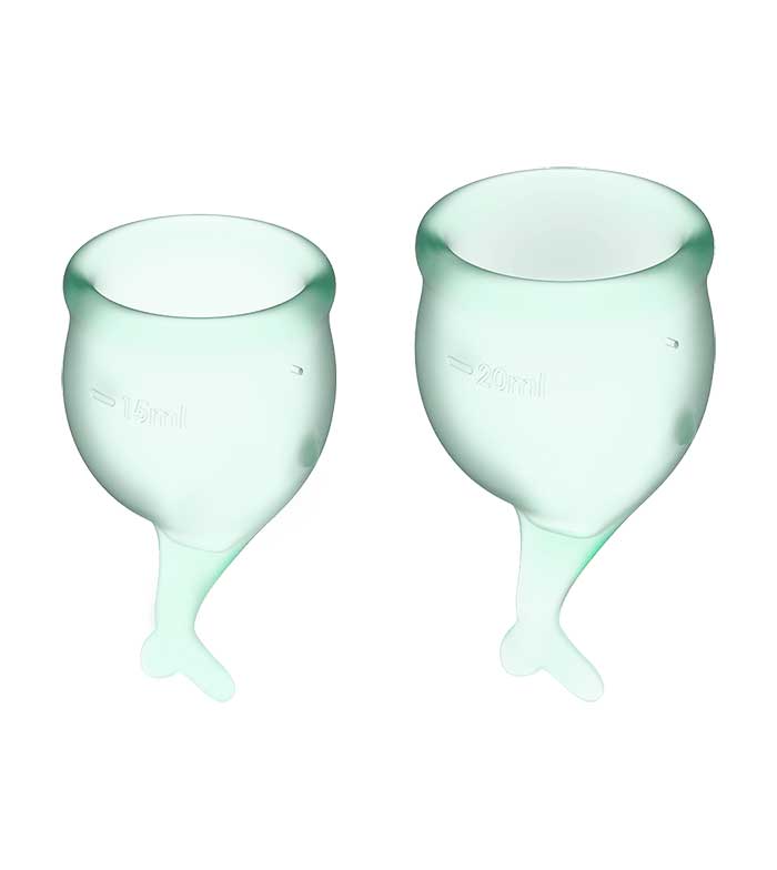 Satisfyer Feel Secure - Light Green - Silicone Menstrual Cups - Set of 2
