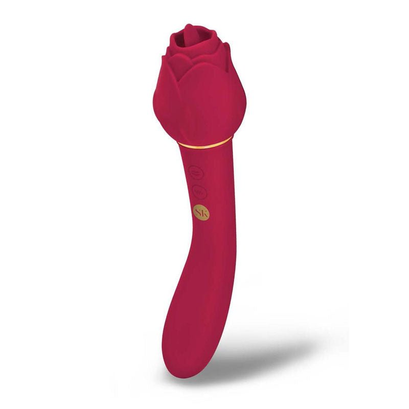 Secret Kisses Rosegasm Lingo - Dual Vibrator & Flickering Stimulator - Red