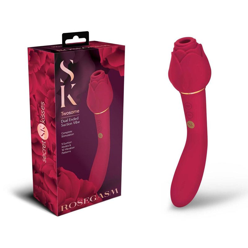 Secret Kisses Rosegasm Twosome - Air Pulsation Stimulator & Vibrator - Red