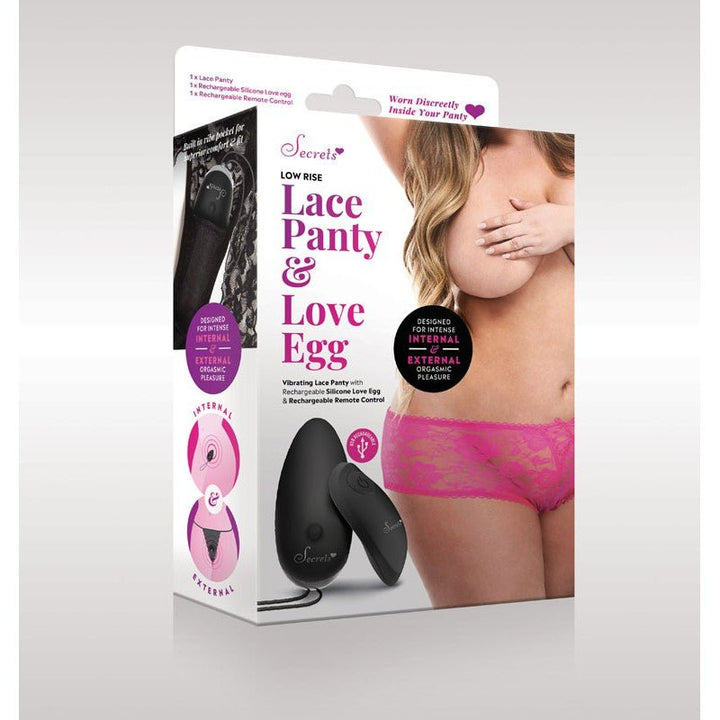 Secrets Low Rise Floral Lace Vibrating Panties - Hot Pink - XL/XXL