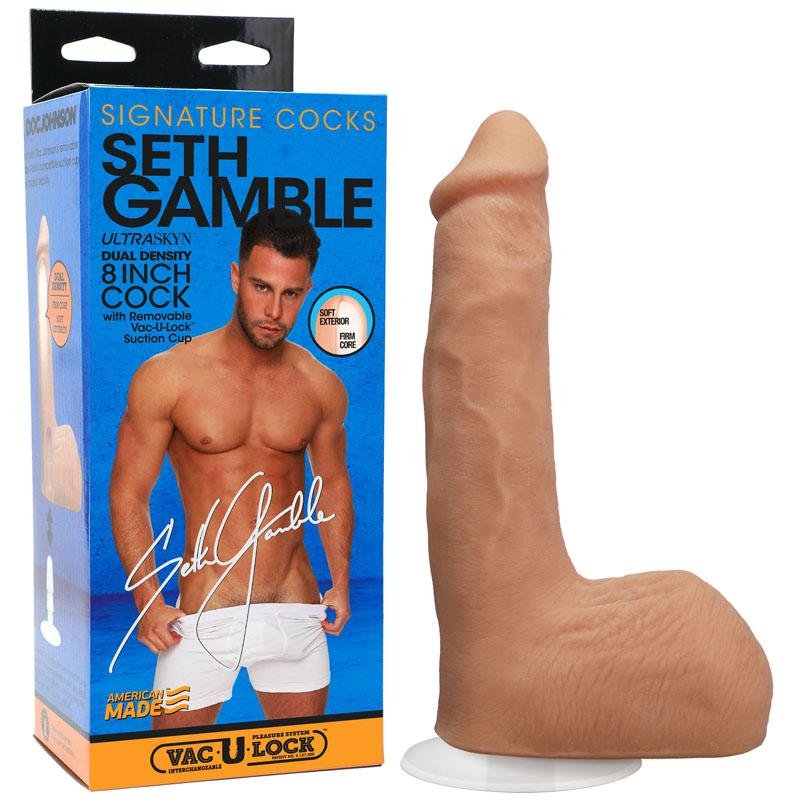 Signature Cocks - Seth Gamble - Flesh 8 Inch Dong with Vac-U-Lock Base