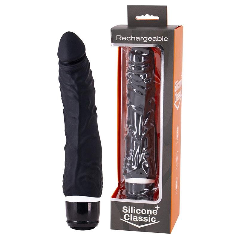 Silicone Classic Black Rechargeable Vibrator