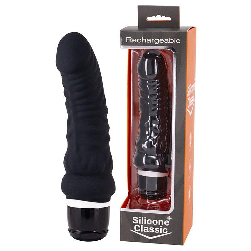 Silicone Classic +Waterproof Black Vibrator