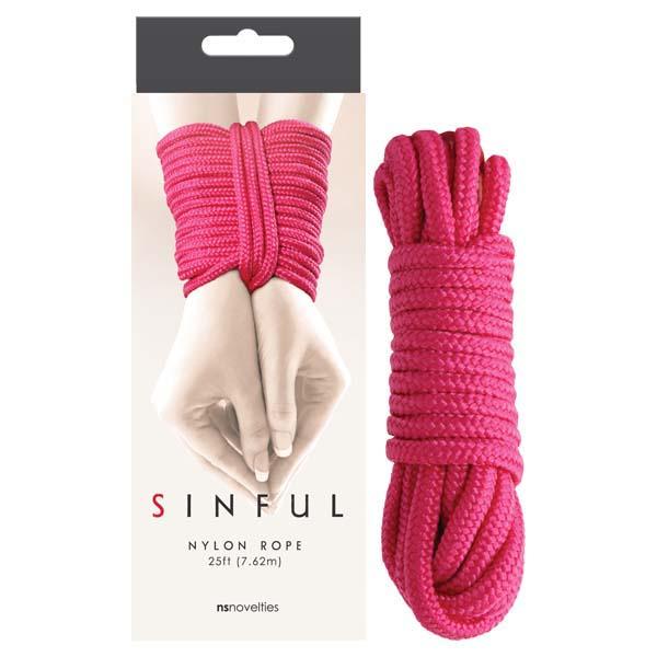 Sinful - Nylon Rope - Pink 7.6 cm (25 ft) Bondage Rope