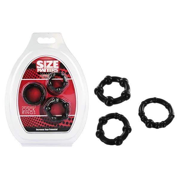 Size Matters Performance Cock Rings - Black Cock Rings - Set of 3 Sizes