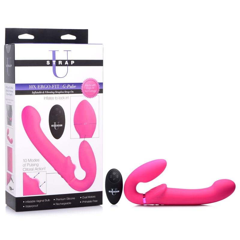 Strap-U 10X G-Pulse Ergo-Fit - Pink - Strapless Strap-On with Remote