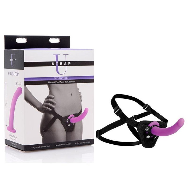 Strap-U Navigator - Purple 16.5 cm Silicone G-Spot Strap-On