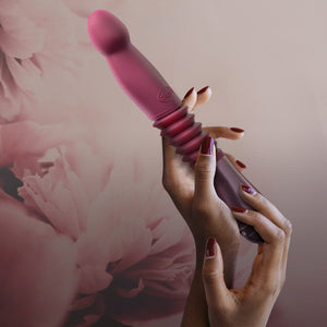 Temptasia Trixie Thrusting Dildo Vibrator - Wine Red