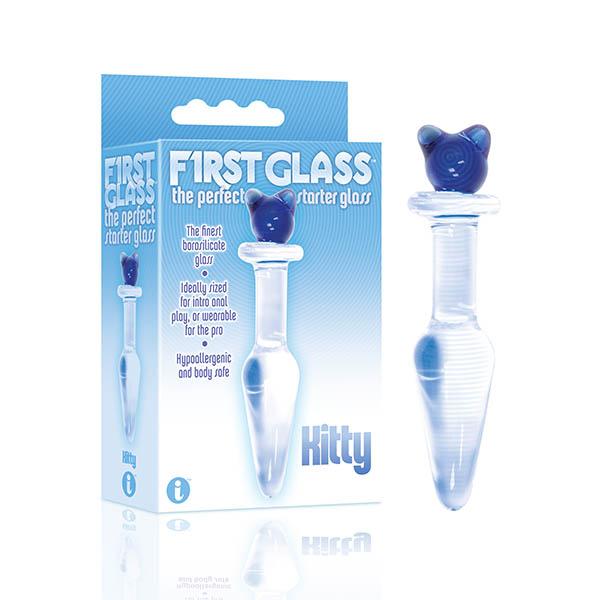 The 9's First Glass - Kitty Love - Clear/Blue Glass Anal Plug