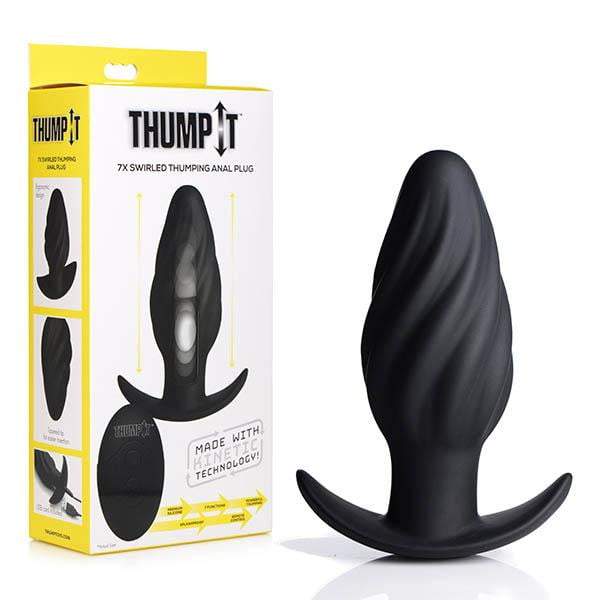 Thump It Thumping 7X Swirled Anal Plug - Black