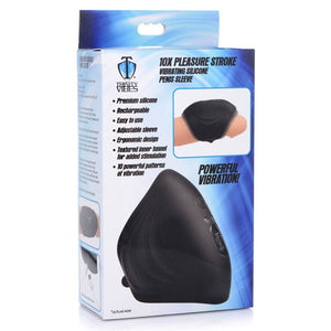 Trinity 10X Pleasure Stroke - Black - Vibrating Masturbator Sleeve