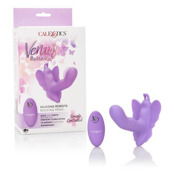 Venus Butterfly Silicone Remote Rocking Penis - Purple USB Rechargeable Wireless Stimulator