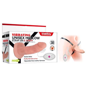 Vibrating Unisex Hollow Strap On - Flesh 16.5 cm (6.5'') Vibrating Hollow Strap-On