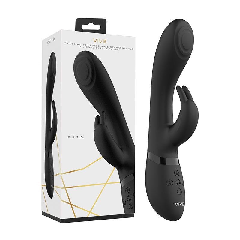 Vive Cato - Black Rabbit Vibrator with Pulsing Tip