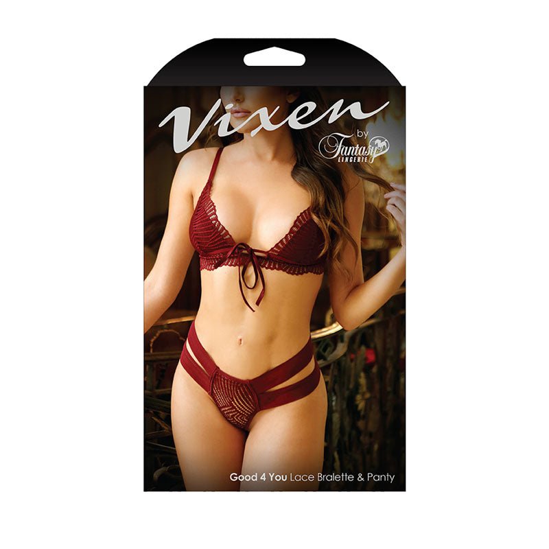 VIXEN GOOD 4 YOU - Burgundy Lace Bralette & Panty - OS