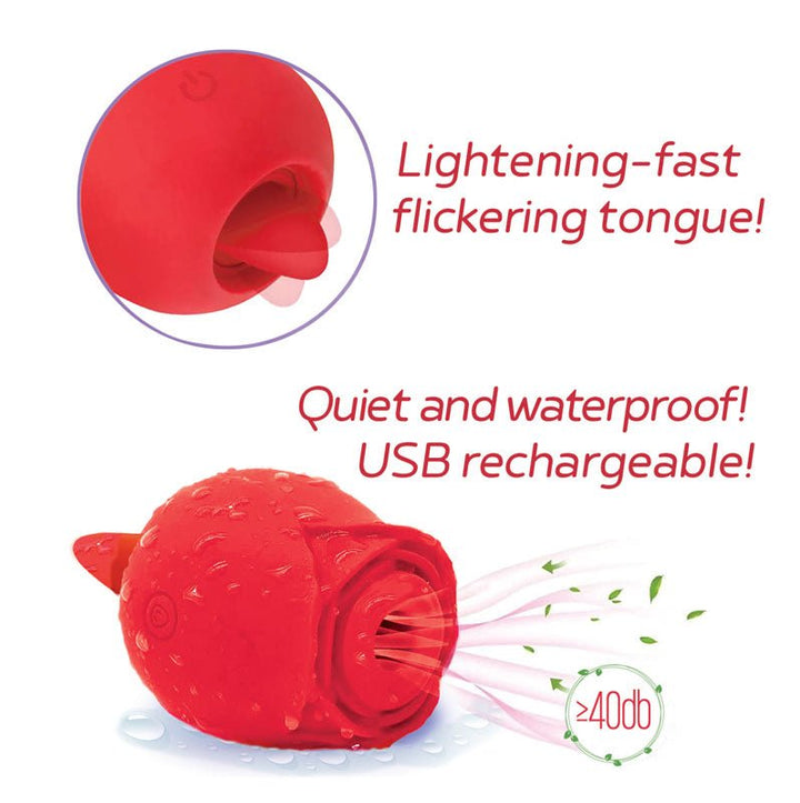 Wild Rose Sucking & Flicking Air Pulse Stimulator - Red