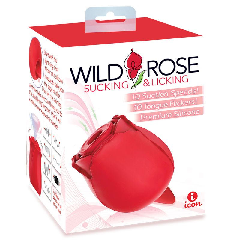 Wild Rose Sucking & Flicking Air Pulse Stimulator - Red