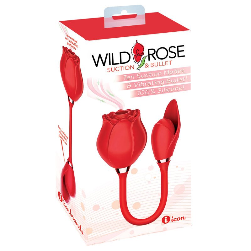 Wild Rose Suction & Bullet Air Pulse Stimulator - Red