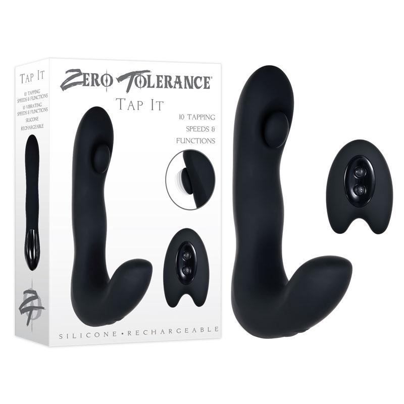 Zero Tolerance Tap It - Black Prostate Massager with Remote