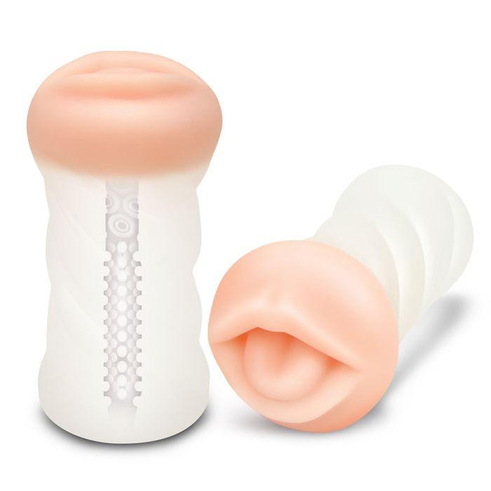 Zolo Realistic Deep Throat Mouth Stroker - Clear/Flesh 