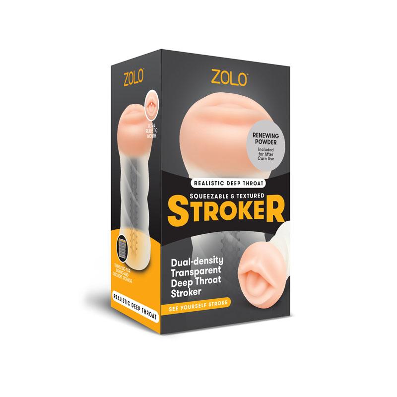 Zolo Realistic Deep Throat Mouth Stroker - Clear/Flesh 