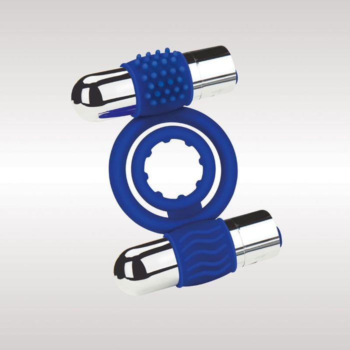 Zolo Rechargeable Duo Vibrating C-Ring - Blue 